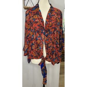 Paparazzi Cover-Up Women'sSize L/XL Multicolor Floral‎ Kimono Swimwear